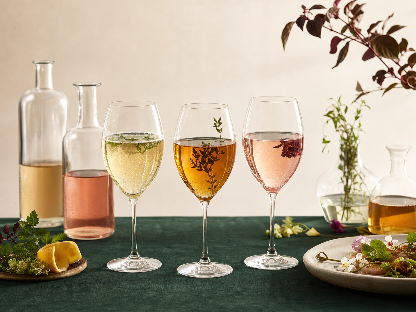 Sélection de boissons gastronomiques botaniques
